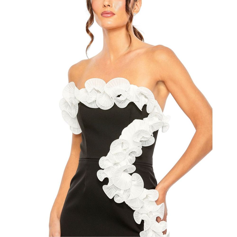 MAC DUGGAL STRAPLESS RUFFLE DETAIL MINI DRESS - Picture 3 of 12